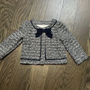 Janie and Jack tweed blazer with bow. Navy, silver, white color. Adorable!